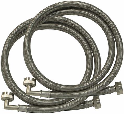 41065 5' Stainless Steel Washing Machine Hoses with 90° Elbow - 1 Pair